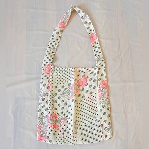 Free People reusable tote bag bohemian black polka dots stars pink floral prints
